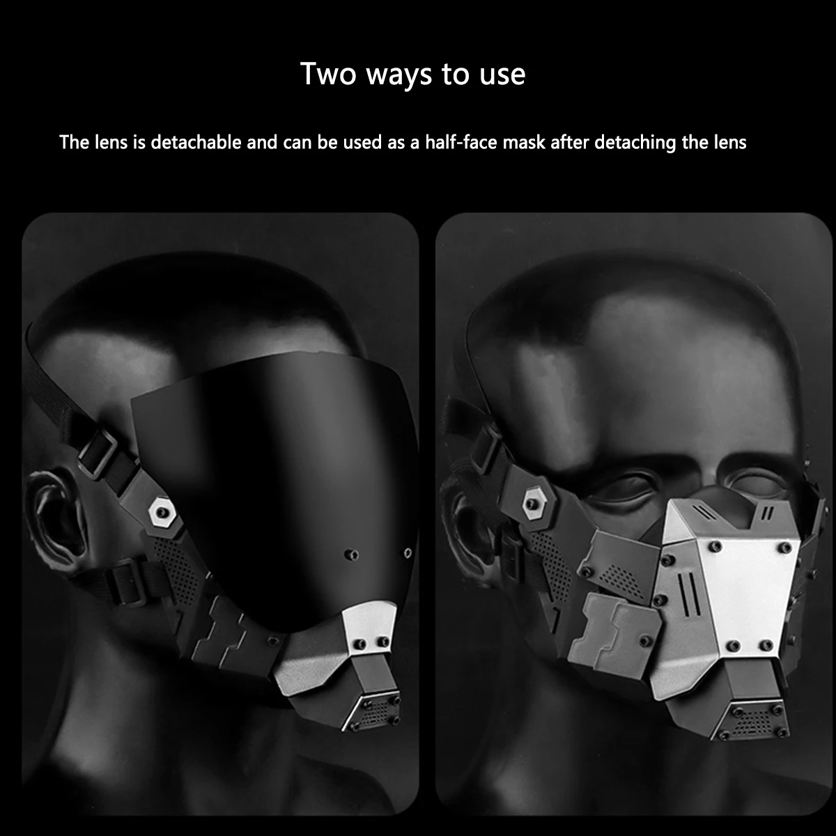 Cyberpunk Mask, Sci-fi Functional Mechanical COS Role-playing Mask, Anti-fog Lens Half Helmet With A Sense Of Technology