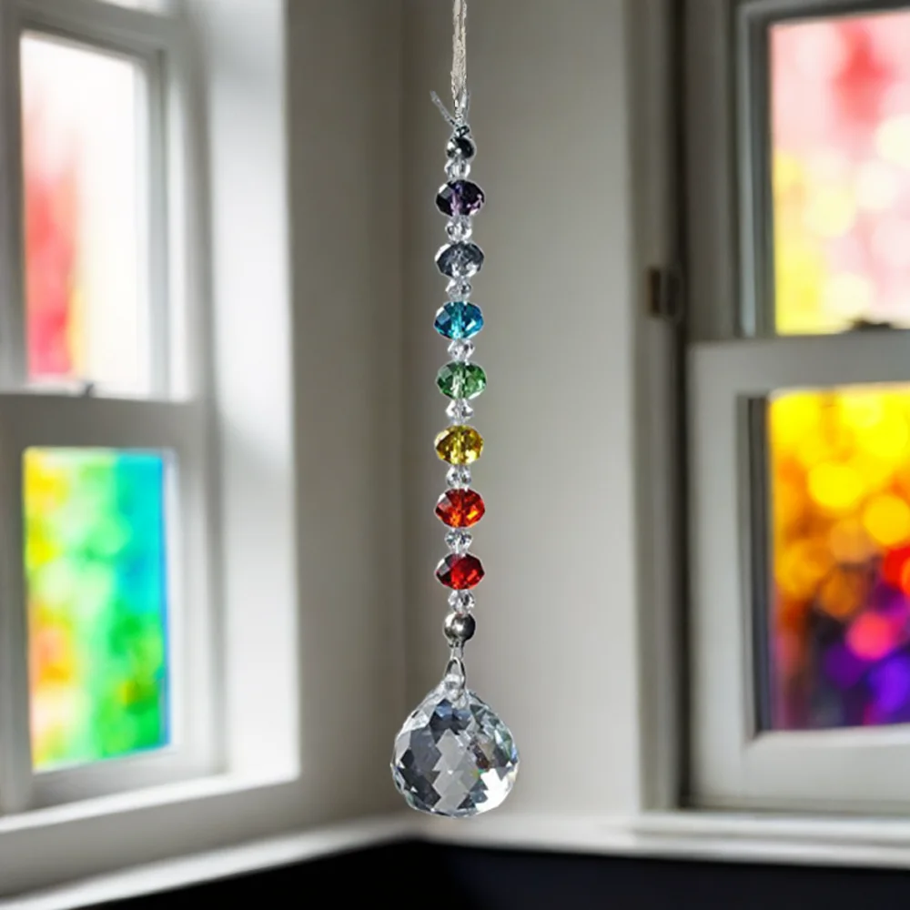 1PCS 20mm Crystal Suncatcher Ball Prism Chakra Rondelle Beads Pendant Rainbow Maker Hanging Home Garden Decoration sun catcher crystal pendant sun catchers
