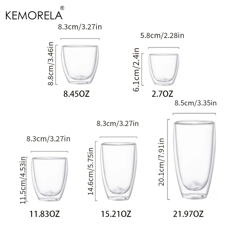 1PCS Heat-Resistant Double Wall Glass Cup Milk Tea Whisky Transparent Beer American Coffee Cup Drinkware crystal bubble