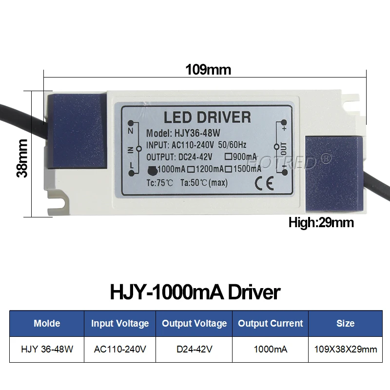 LED Driver 8-24W 24-36W 36-48W 24-40W Ceilling-Light Transformer Power  Supply-1x