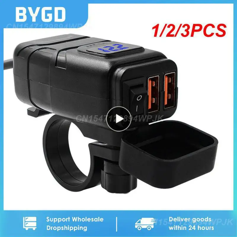 

1/2/3PCS Vehicle-mounted Motorcycle Quick Charger Moto Accessories QC 3.0 Dual USB Charger Digital Voltmeter Adapter Waterproof