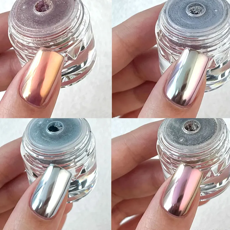 1jar Chrome Silk Moonlight Aurora Nail Powder Metallic Effect Fine Glitter Nail Pigment Laser Art Aurora Powder 0.3-0.5gram