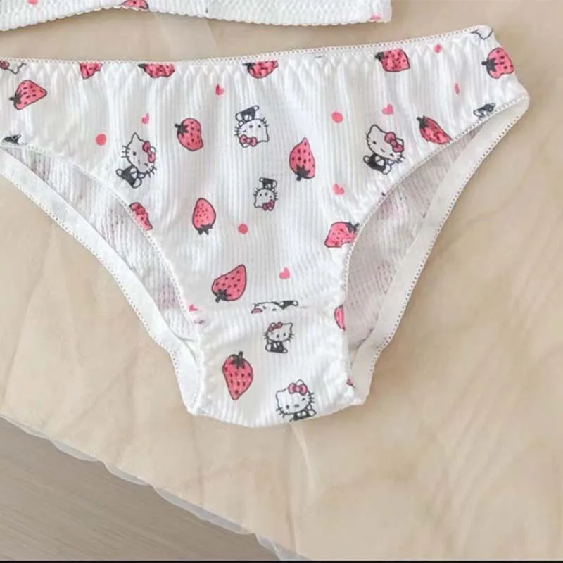 Sanrio-bragas Kawaii con estampado de Hello Kitty, ropa interior
