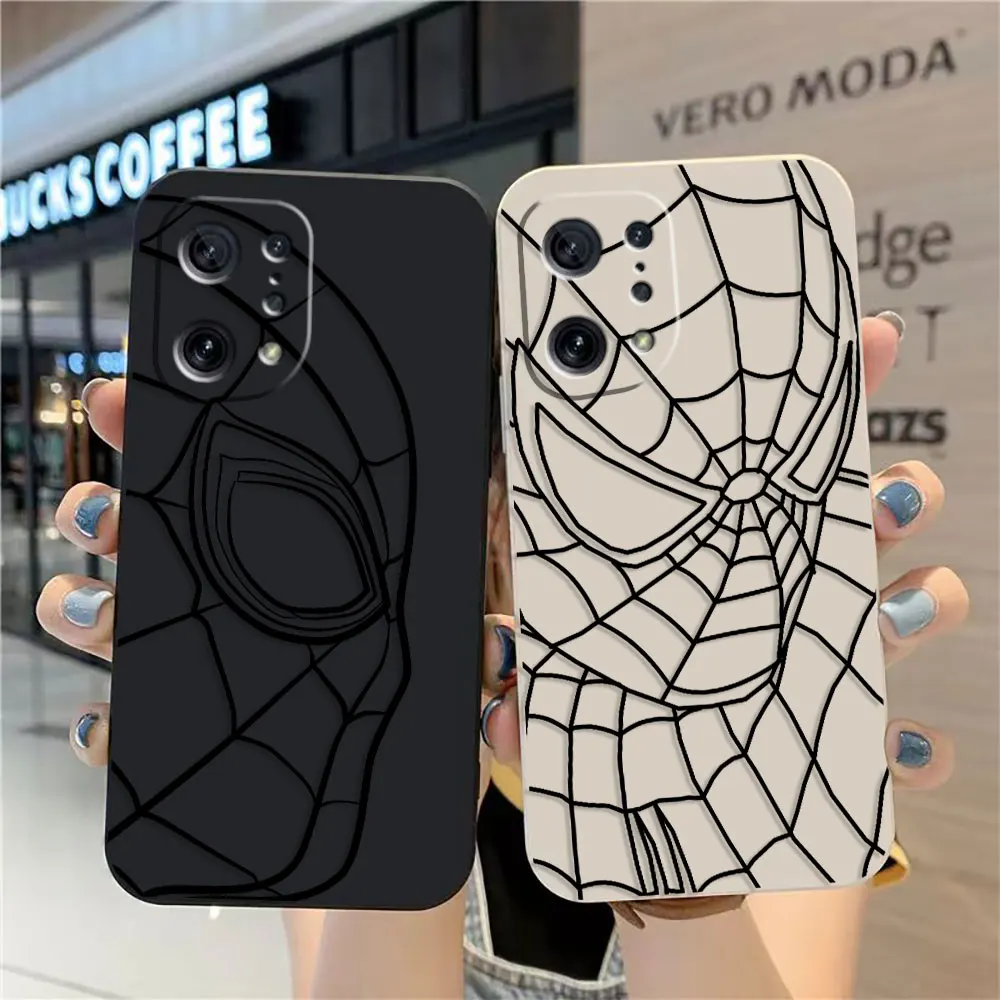 Custodia Per Oppo Oppo Find X5 X6 X3 X2 Realme 5 6 7 X7 X50 Reno Ace 2 4G 5G Pro Case Funda Cqoue Shell Marvel Spider-Man Black Line
