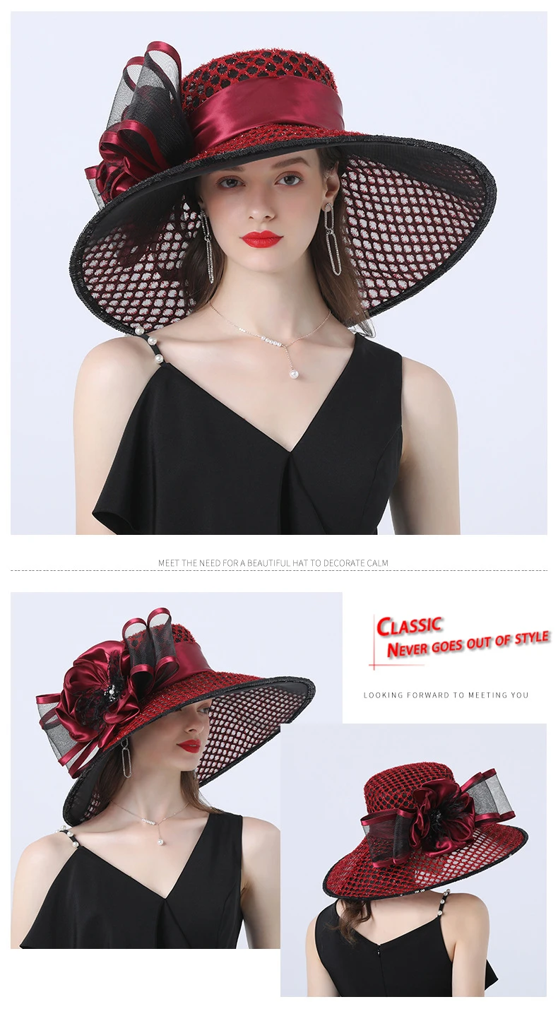 Kentucky Derby Hats For Women Purple Ladies Tea Party Wedding Organza Hat Large Wide Brim Hat Fascinator Fashion Vintage Fedoras