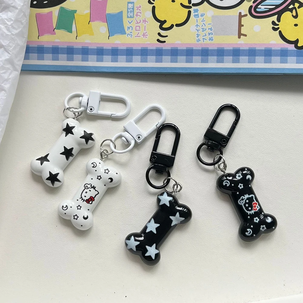 

Y2K Aesthetic Cartoon Bone Keyring Sweet Cute Heart Keychain Cat Star Key Chains for Girls Shcool Bag Pendant Accessories Gifts