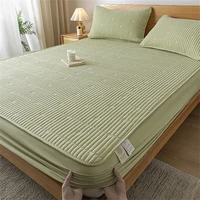 Waterproof Mattress Pad Embroidered Skin-Friendly Fitted Sheet with Elastic Band Protector Bed Cover Quilted Breathable Washable 6