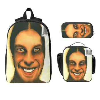 Aphex Twin Kids Backpack Lunch Box Pencil Boxes for Boys Girls Kindergarten Backpacks Cute School bag Bookbag Set 1