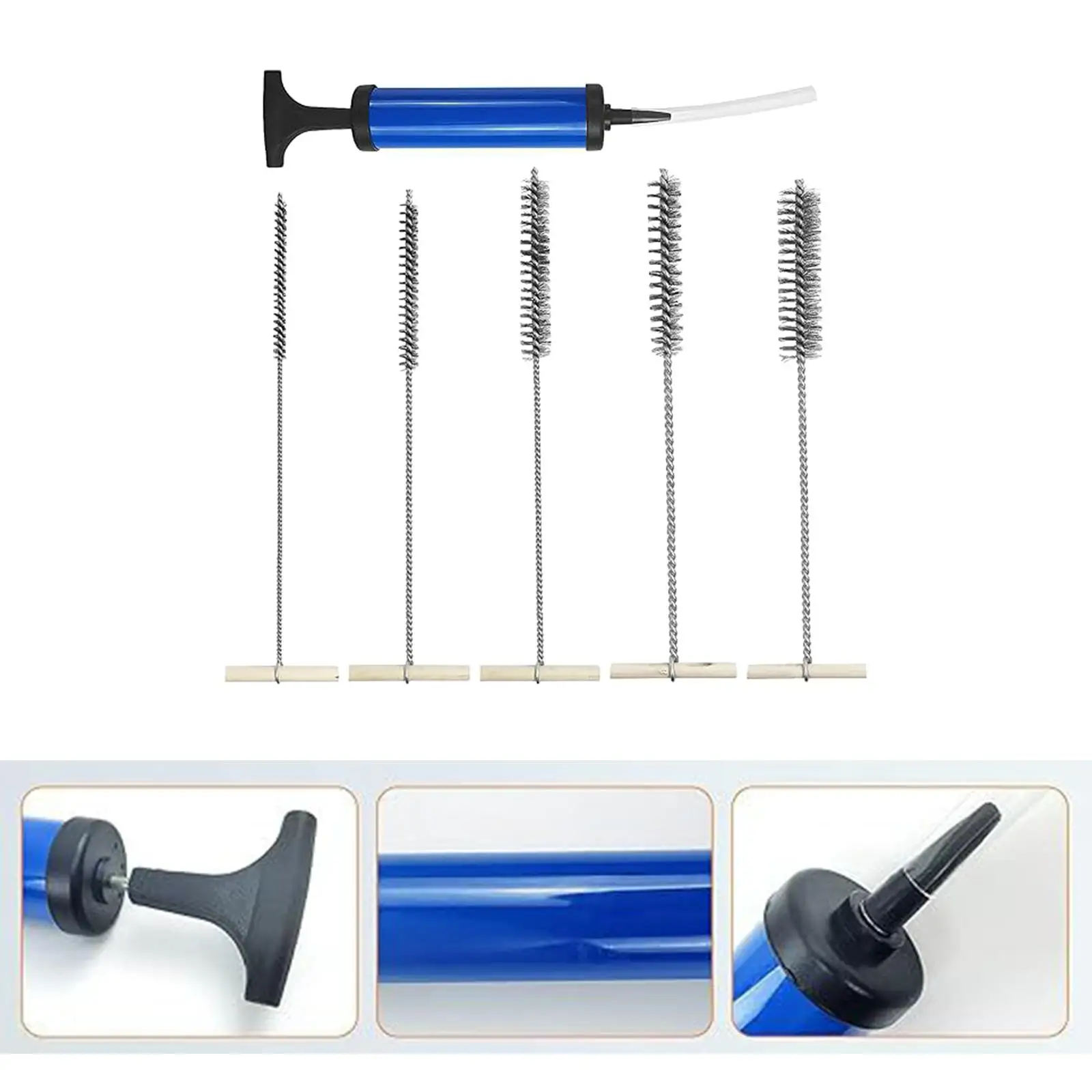 Pipe Cleaning Brush Set Small Parts Versatile Bristles Drill Hole Blower Pipe Cleaner 6 Pieces For Drill Hole Cleaning Glasses