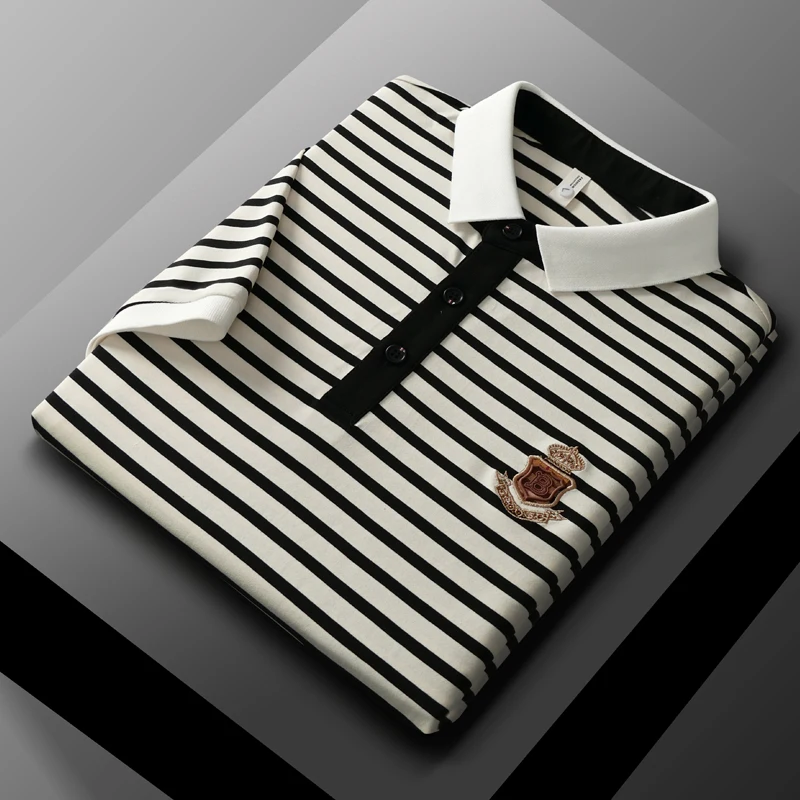 Men's Luxury Brand Summer Embroidered Striped Business Trend Polo Shirt New Casual Breathable Lapel T-Shirt Top Men's Clothing 8 S158e5071c425438aa641d64f28044363r