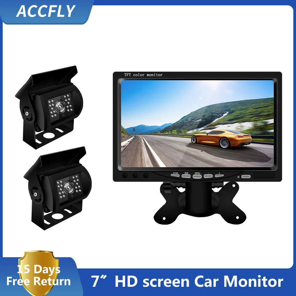 Accfly Tft Dual Car Reverse Rear View Camera System For Trucks Bus