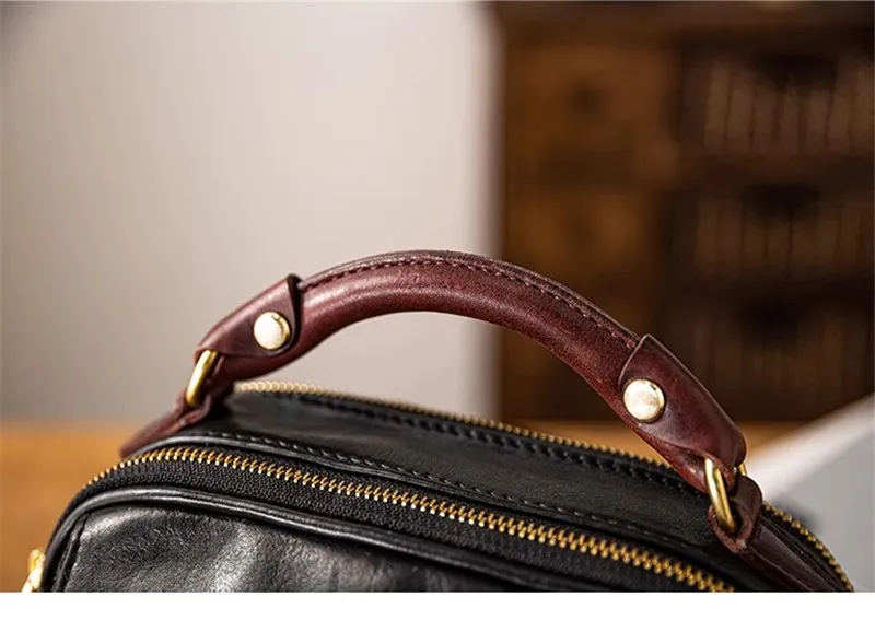 PNDME Modedesigner handgemachte echtes Leder Herren kleine Schulter Umhängetasche lässig Luxus echtes Rindsleder schwarze Handtasche – Detail 16
