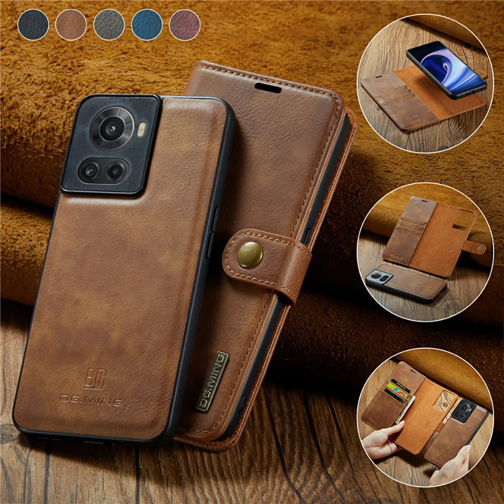 For Oneplus 10 Pro 5G Luxury 2In1 Detachable Leather Magnetic Cover One Plus 10R Flip Wallet Case Oneplus 10 Pro 10R R 10 Funda
