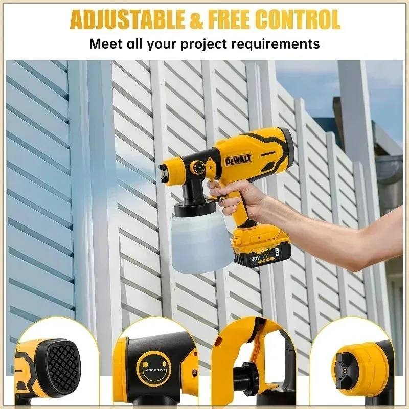 Dewalt 800ML 무선 전기 스프레이 건 휴대용 페인트 분무기 고출력 자동 가구 코팅 에어브러시 도구