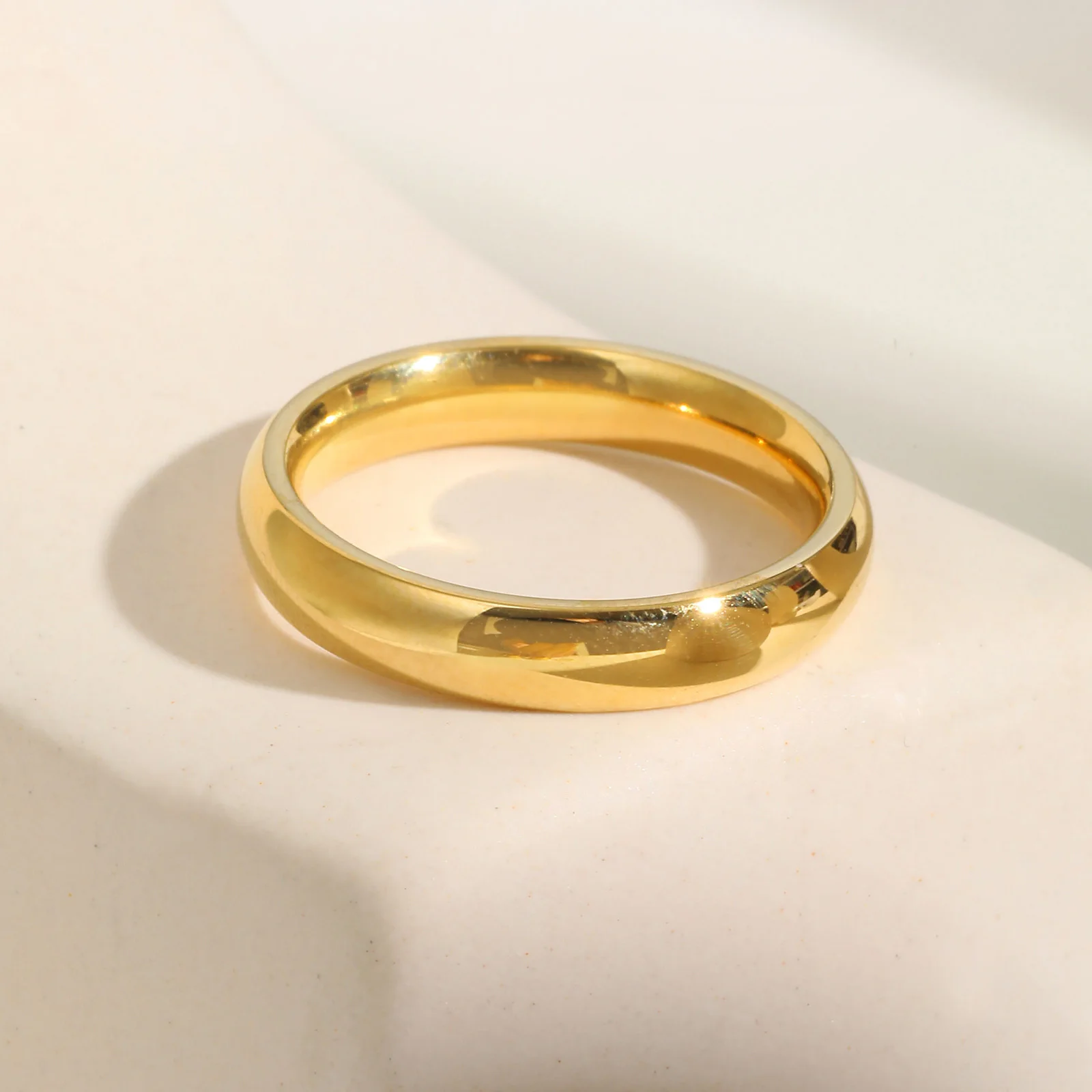 4mm Stainless Steel Ring For Women, Classic High Polish Wedding Engagement Jewelry 2