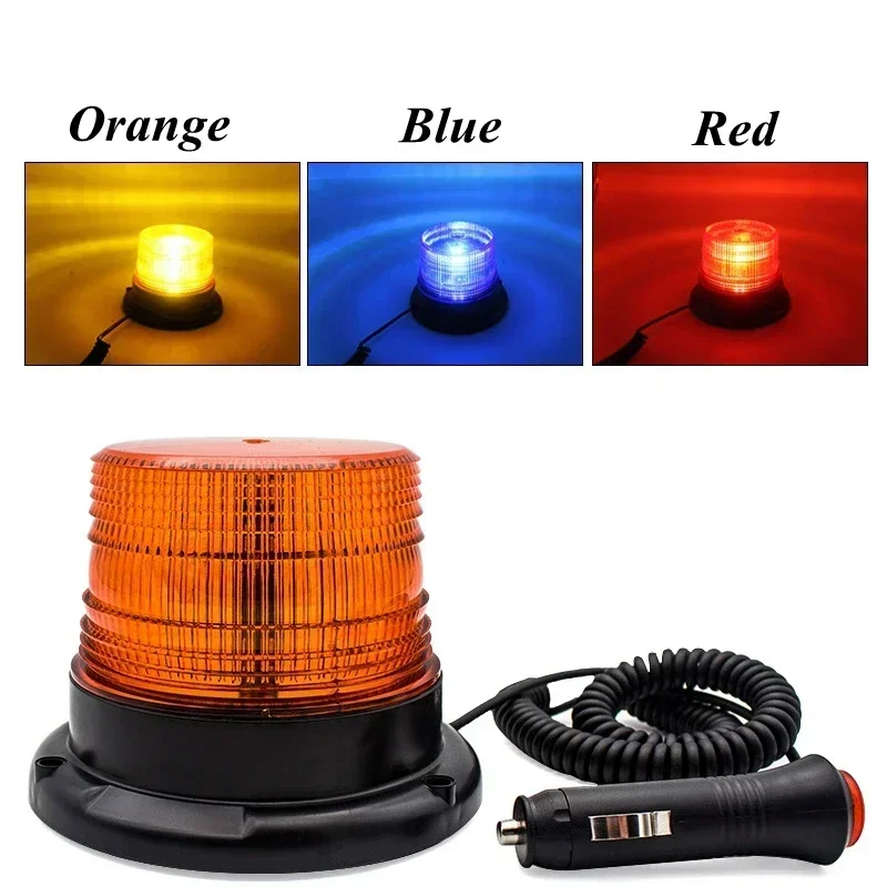 LED Car Strobe Light, Emergency Rotating Beacon Light for Traffic Indication, Orange Blue Red Flash Warning Light for Vehic O1O0