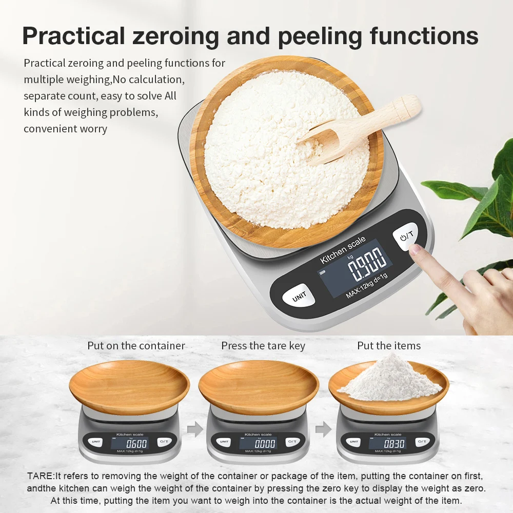 Waterproof Stainless Steel Scale Kitchen Scale 12kg/1g 6kg/0.1g