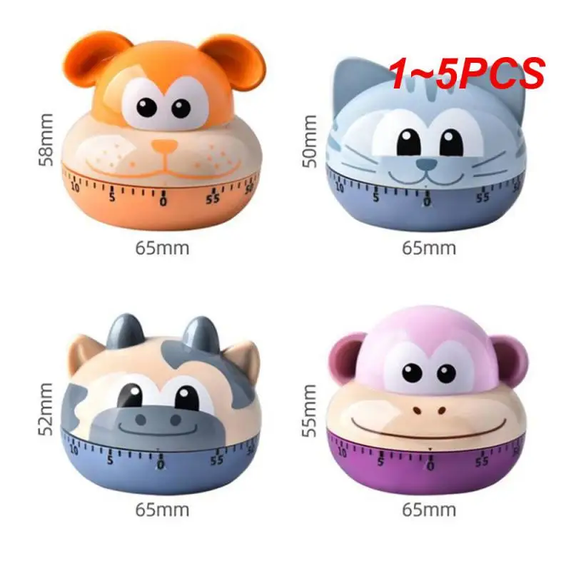 

1~5PCS Animal Timer Digital Kitchen Countdown Clock Cute Animal Fruit Alarm Clock Time Management Tool for Children and Adults