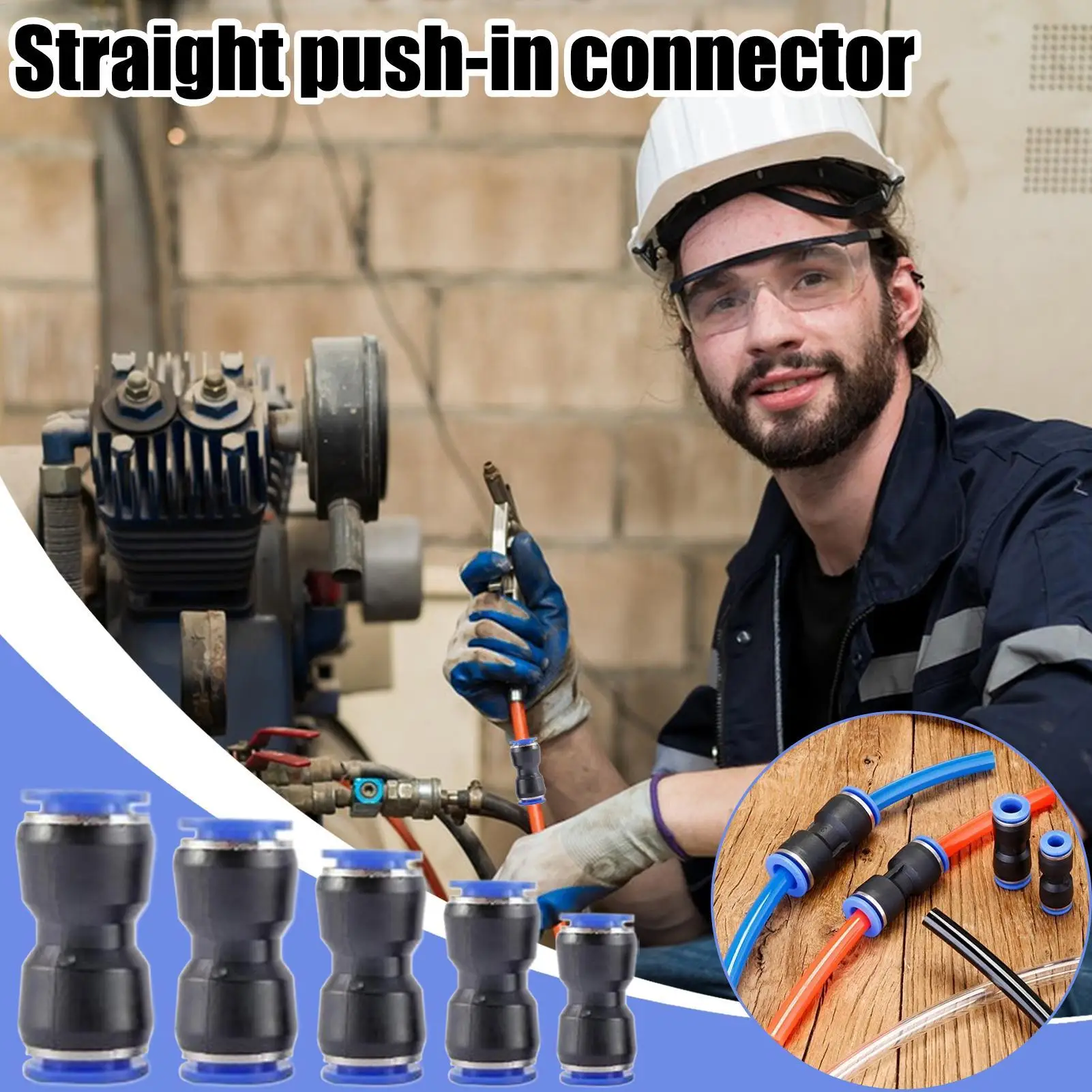 Push-to-connect Fittings 50 Pieces Push To Connect Air Fittings High-Pressure Resistant Compressor Tube Accessories Couplers For