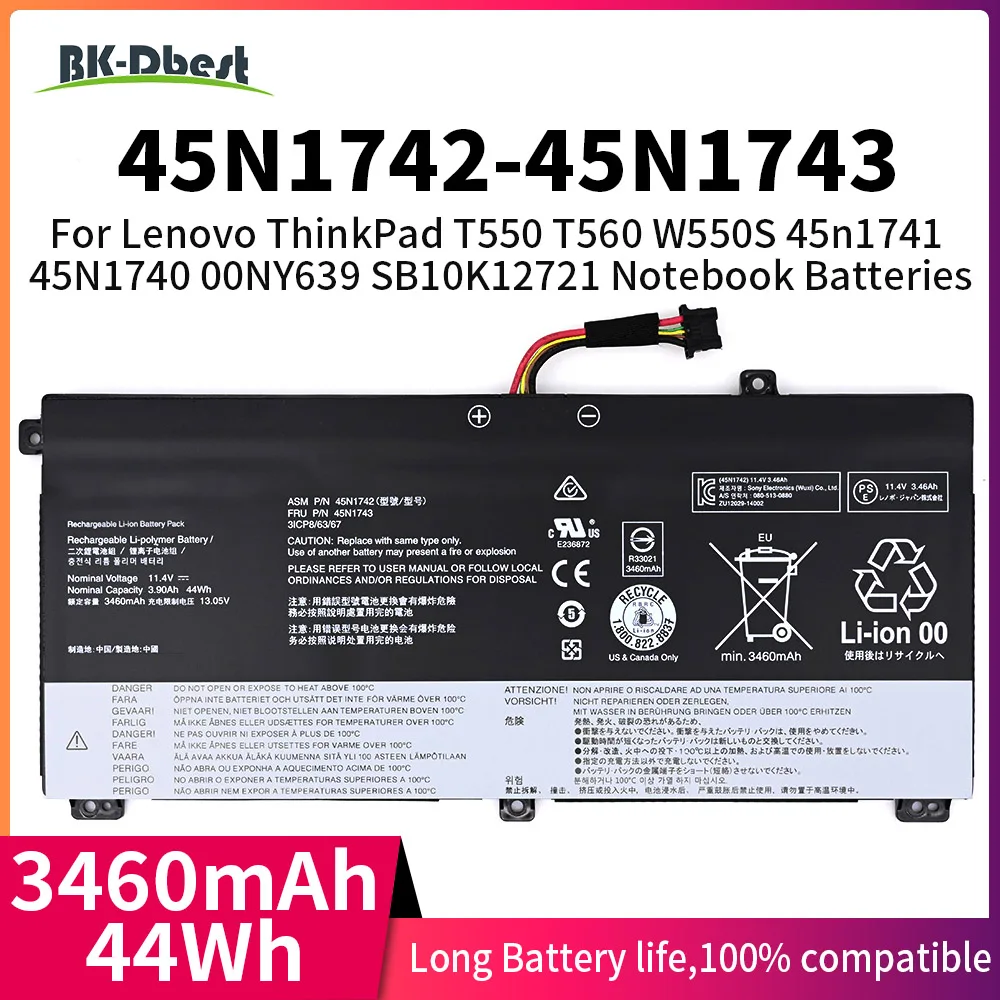 

BK-Dbest 45N1742 45N1743 Аккумулятор для ноутбука Lenovo ThinkPad T550 T550s W550 W550s 45N1740 высокое качество