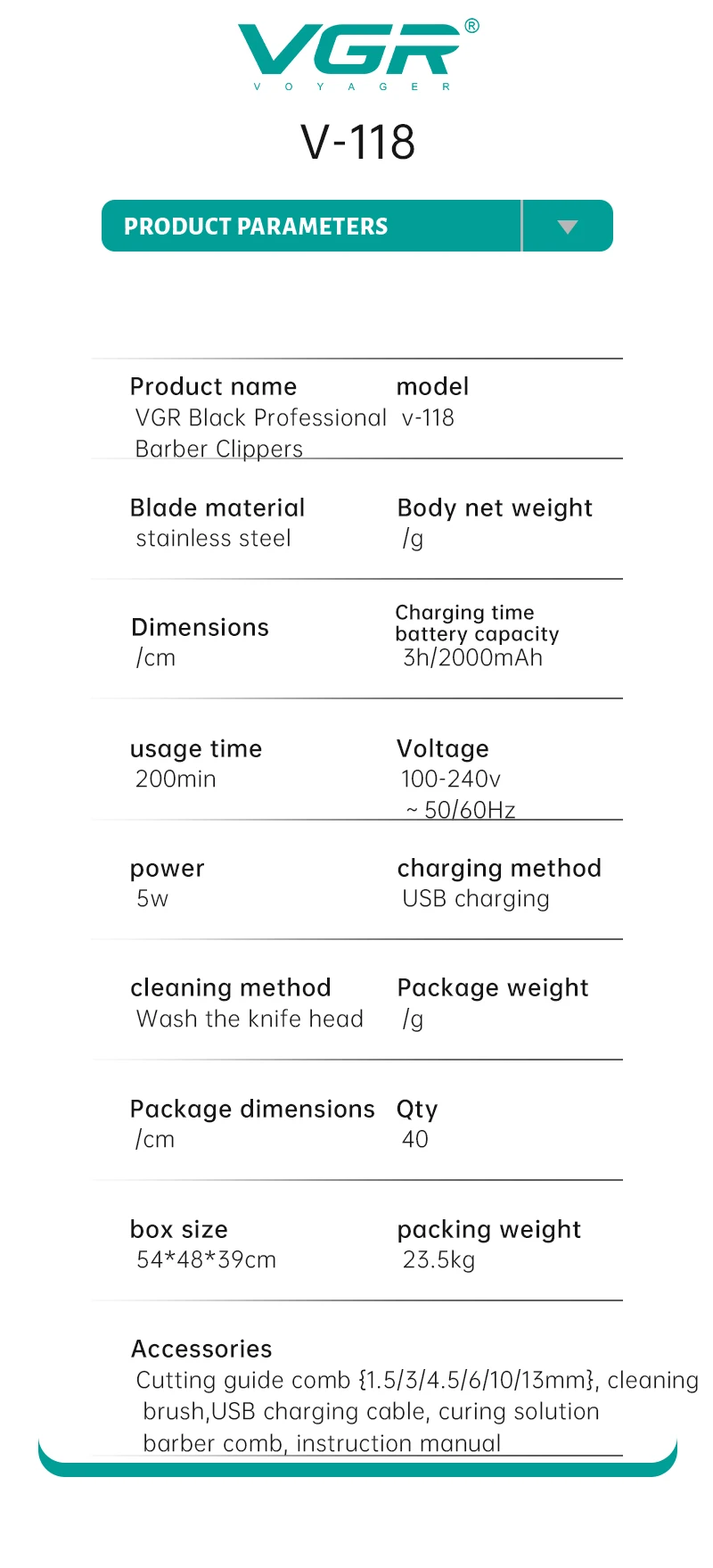 VGR V-118 Hair Trimmer description image 7