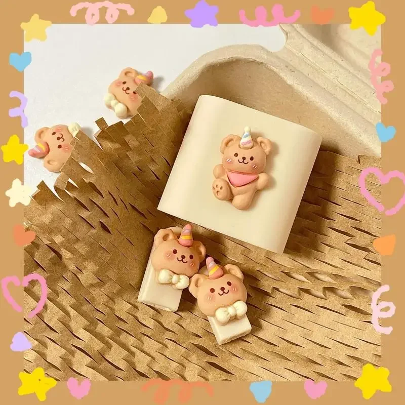 Cartoon Cute Funny Party Bear Pattern Custodia Antiurto Per Iphone Charger 20W 18W Portatile Tpu Bite Cord Usb Protect Cover