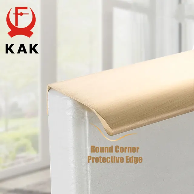 KAK สีดําซ่อนตู้จับอลูมิเนียมห้องครัวจับประตูตู้ดึงลิ้นชักยาวเฟอร์นิเจอร์ฮาร์ดแวร์ 5