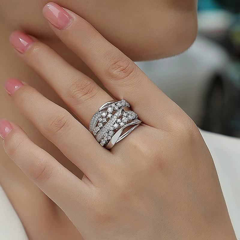 Wave Design Rings Luxury Finger Accessories Inlaid Bright CZ Engagement Jewelry S158f17abe7c743ae90a90e4e813b2c7ff
