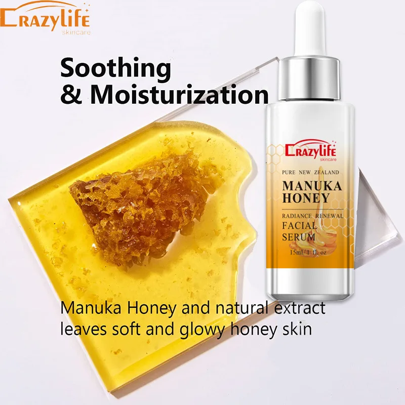 2pcs 95% Organic Manuka Honey Shrink Pores Moisturizing Whitening Face Serum Smoothing Plumping Brightening Cream Anti wrinkle
