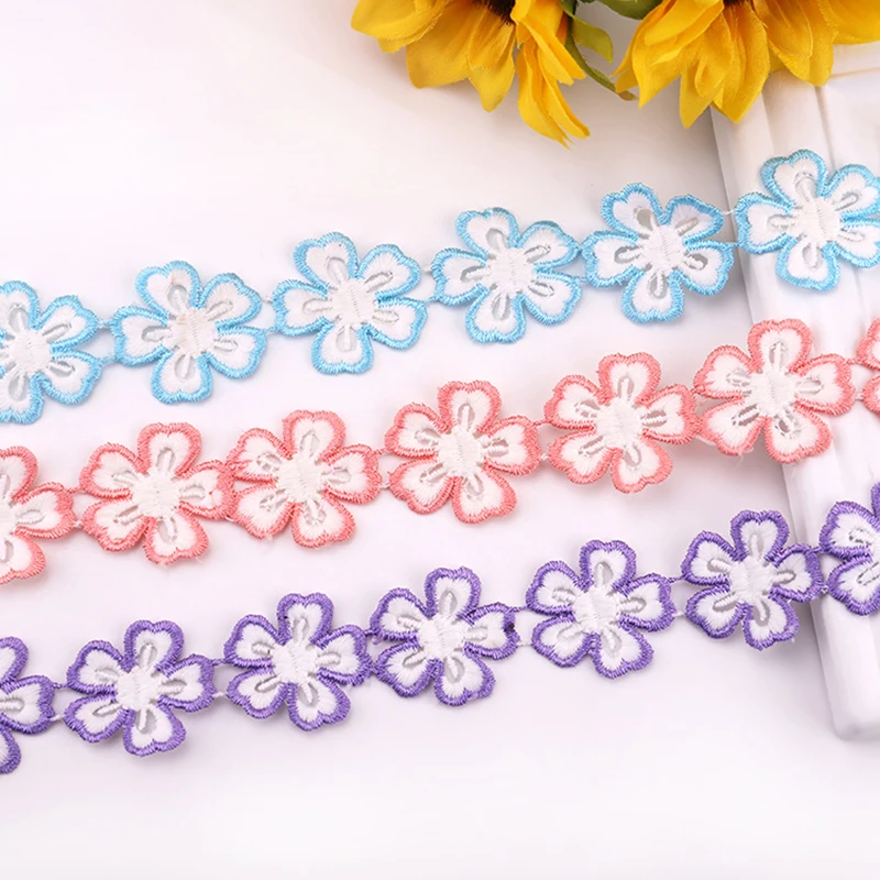 

1/2 Yards Color Milk Fiber Petal Lace Clothing Supplies Eco-Friendly Water Soluble Fabric Sewing Embroidered Lace Accessories