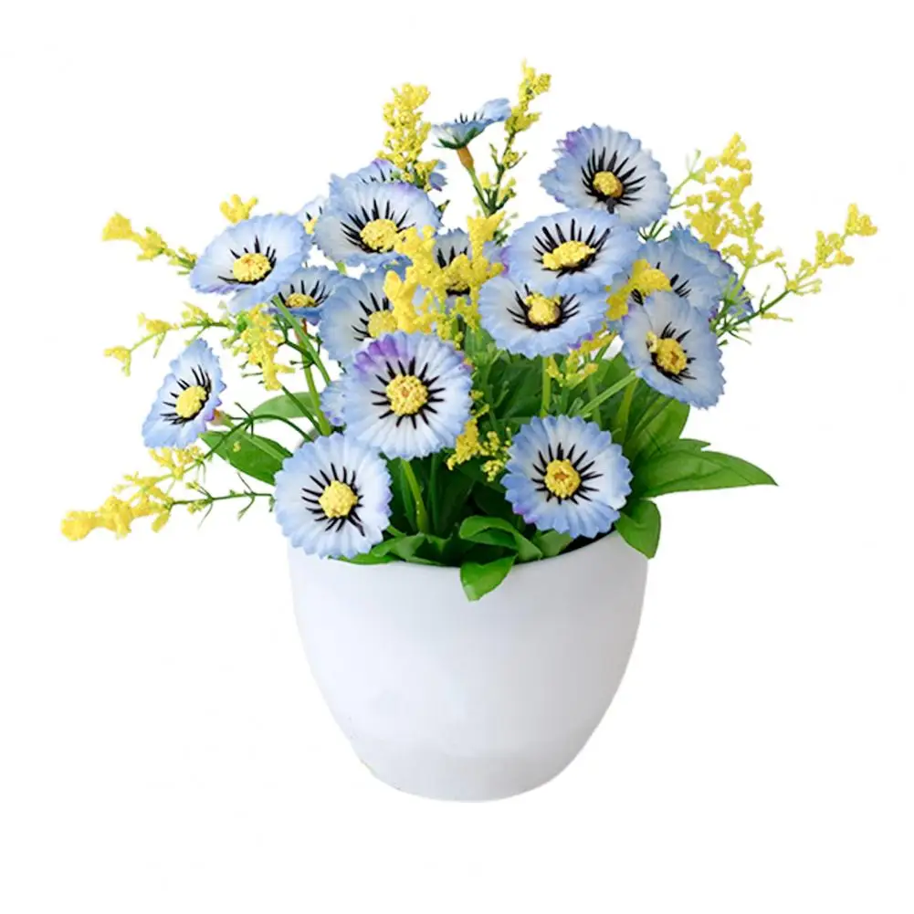 thumbnail image 1 of Maceta de flores artificiales falsas, crisantemo, decoración de escritorio, plástico eterno para balcón, 1 of 5