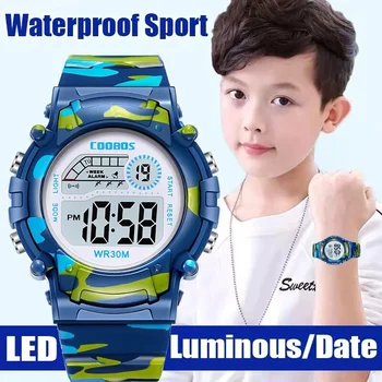 Sport Digital Watch for Kids Waterproof Luminous Children's Electronic LED Watch Fashion Multi-function Week Display Kids Watch 1