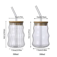 1pc Glass Cup 530ml Water Glasses Stripe Mug Heat-resistant Tumbler Drinkware Perfect For Tea Juice Milk Coffee For Party 5