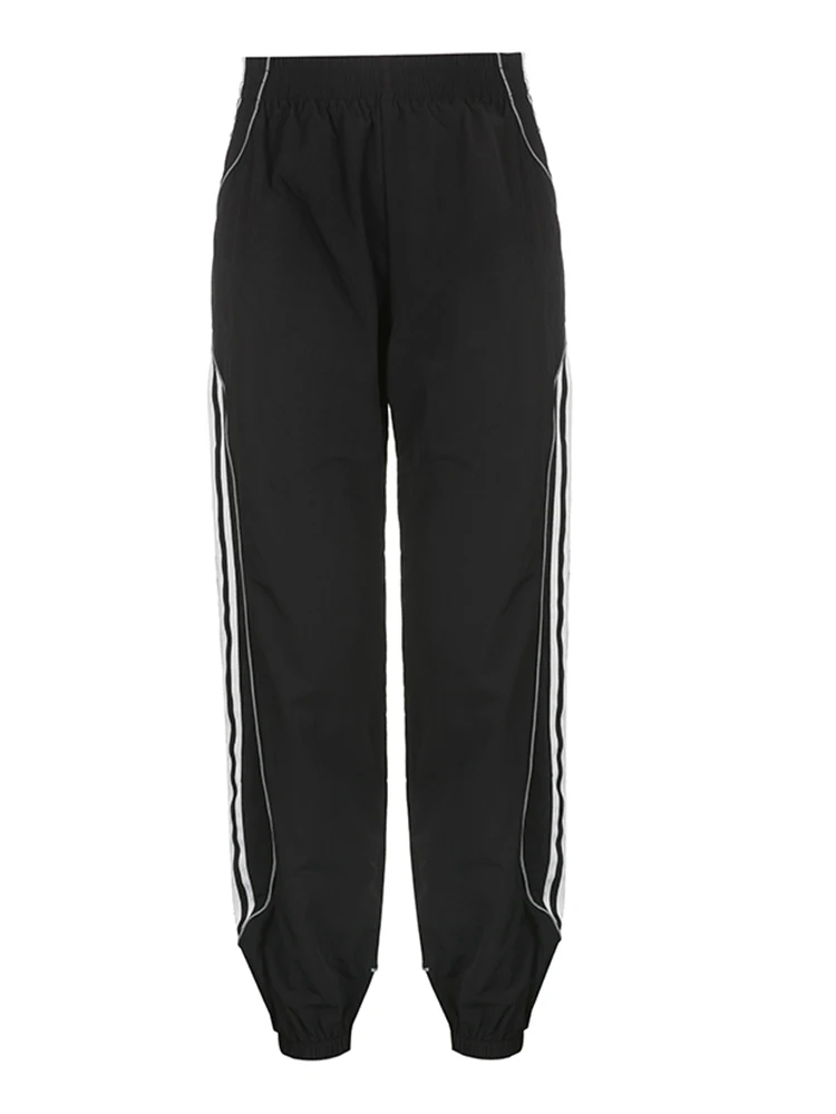 Cuteandpsycho Loose High Waist Tech Baggy Sweatpants Streetwear