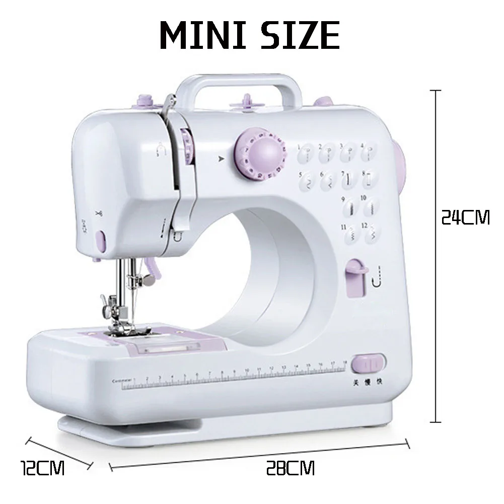 1pc Sewing Machine Mini Portable Electric Portable Household 12 Built-in  Stitches with Foot Pedal for Amateurs Beginners Embroidery Pink Safety(US  Plug Powered)