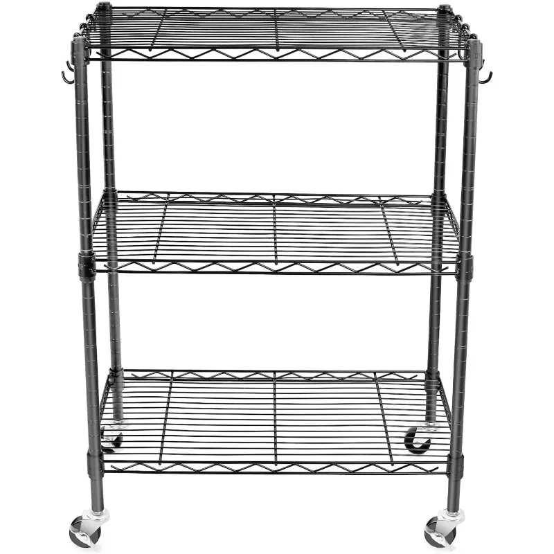 

WDT 3-Tier Storage Shelves, Heavy Duty Metal Shelves Wire Rack Shelving Unit, Adjustable Shelf with Wheels
