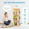Kids Rotating Bookshelf Tower, Small Corner Bookshelf for Small Space, 360 Display 3 Tier Floor Standing Montessori Bookshelf 4