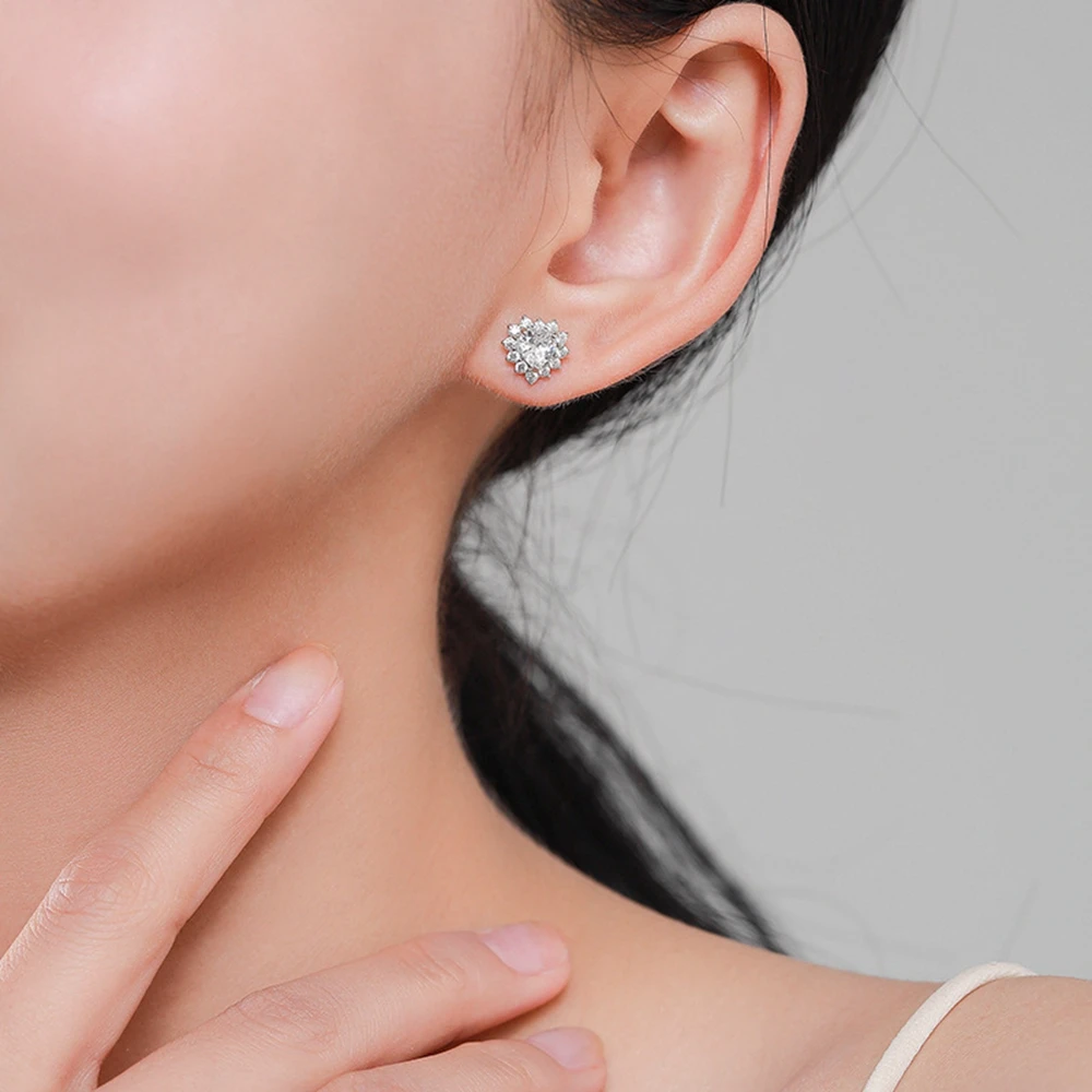 PuBang Fine Jewelry 925 Sterling Silver Luxury Heart Gem High Carbon Diamond Stud Earrings for Women Wedding Gifts Drop Shipping