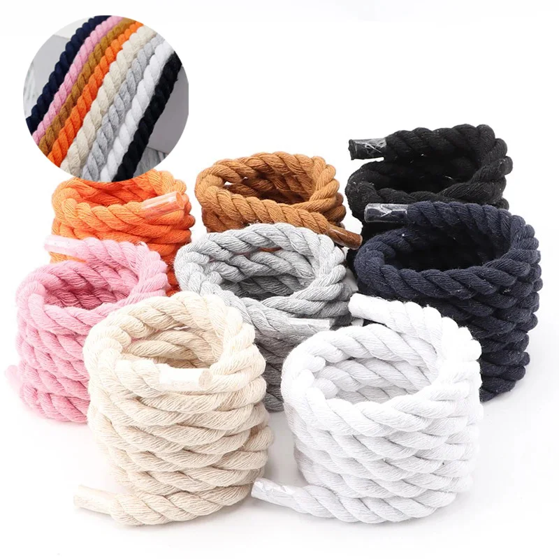 Neue 10 MM Breite Baumwolle Schnürsenkel Runde Dicke Seil Schnürsenkel Mode Leinwand Schuhe Spitze Zubehör Shoestring Unisex