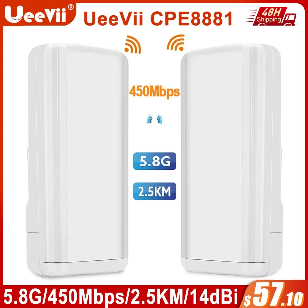 

UeeVii CPE8881 450Mbps 5.8G WIFI Bridge Outdoor CPE 2.5KM Wifi Router For IP Camera Wireless Wifi Router Long Range Extender