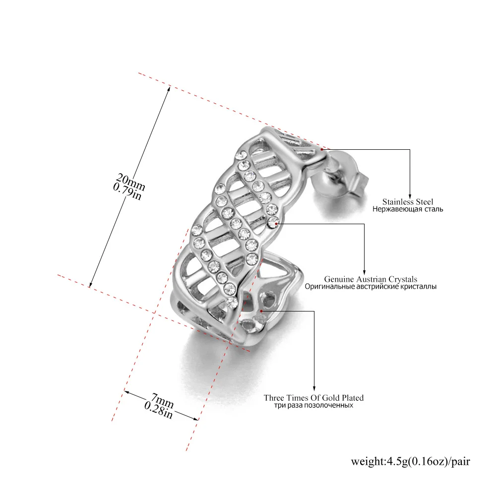 JeeMango Luxus Marke Inlay Strass Twisted Ohrringe Für Frauen Vergoldet Edelstahl Exquisite Partei Schmuck E25062 – Detail 7