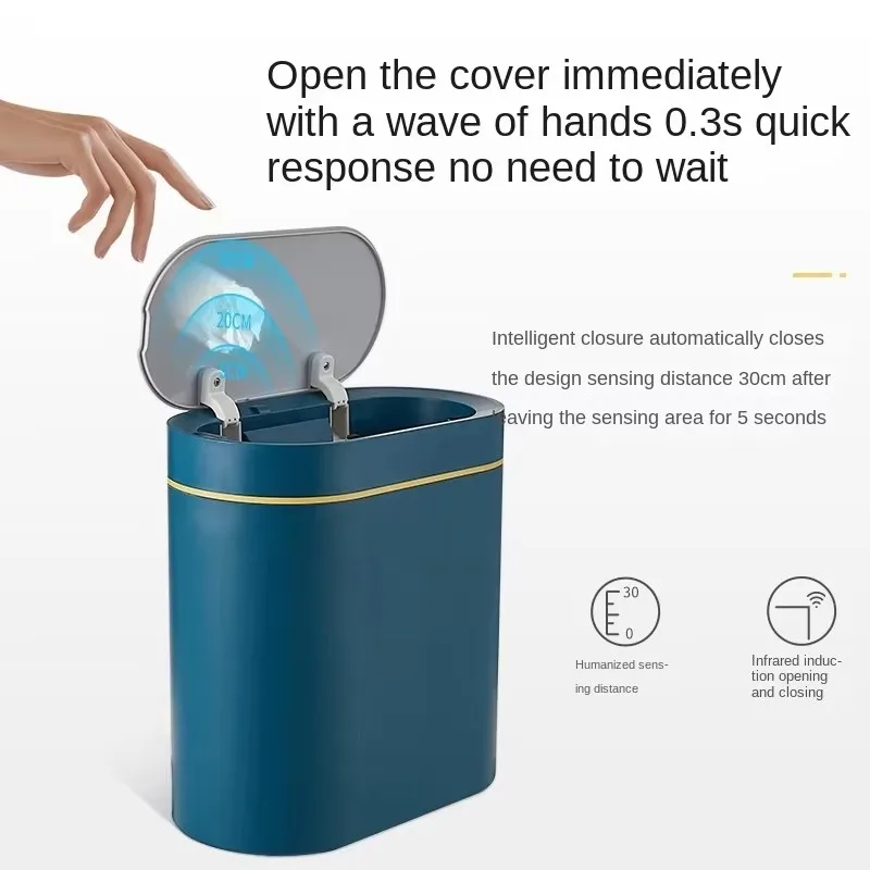 Trash Can Smart Sensor Trash Can For Kitchen Bathroom Toilet Automatic Induction Waterproof Wastebasket Garbage Bin With Lid 7/8L Dustbin