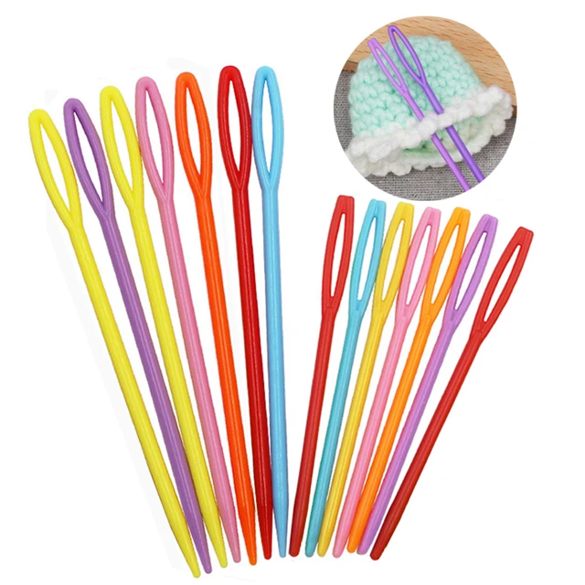 10Pcs 9cm/7cm Plastic Sewing Needles Crochet Hook DIY Sweater Weaving Tool  Tapestry Knitting Needles DIY