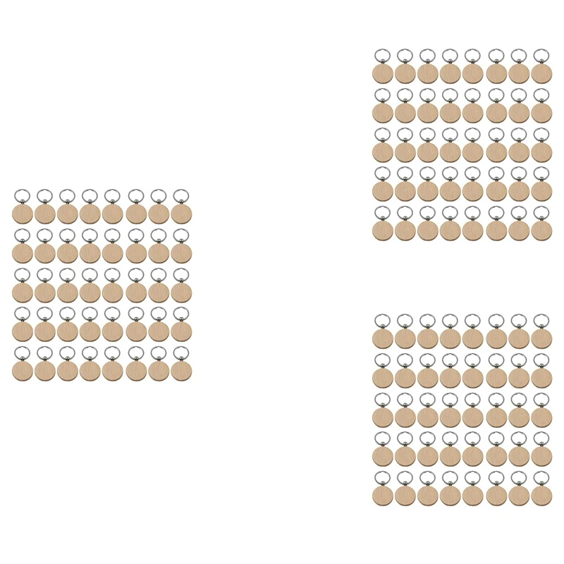 

120Pcs Blank Round Wooden Key Chain Diy Wood Keychains Key Tags Can Engrave Diy Gifts