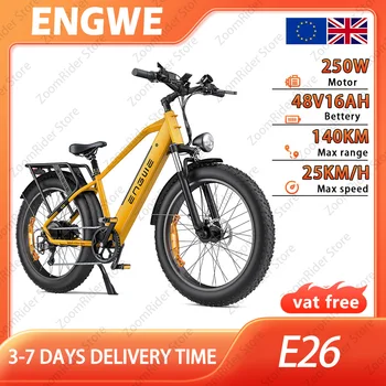 Bici elettrica ENGWE E26 26x4 pollici Fat Tire, motore 250 W, batteria 48 V 16 Ah, portata massima 140 km, velocità 25 km/h
