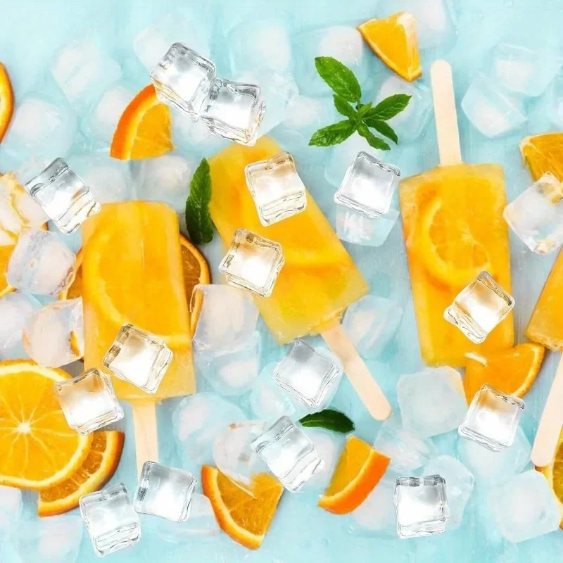 Reusable Acrylic Fake Ice Cubes Highly Transparent Ice Side Length 1.7/2/2.5/3 Cm for Photography Accessories Props Decoration