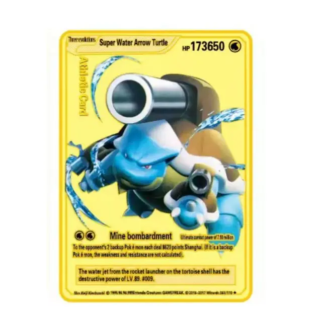 5PCS Pokemon Iron Cards Golden Metal Pokemon Shiny Letters Pikachu Mewtwo Charizard Vmax Game Collection Card Anime Metal Gifts 5