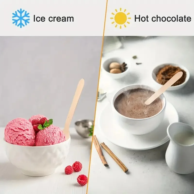 50PCS Disposable wooden spoon fork knife tableware wedding birthday coffee shop restaurant party tableware icecream dessert cake