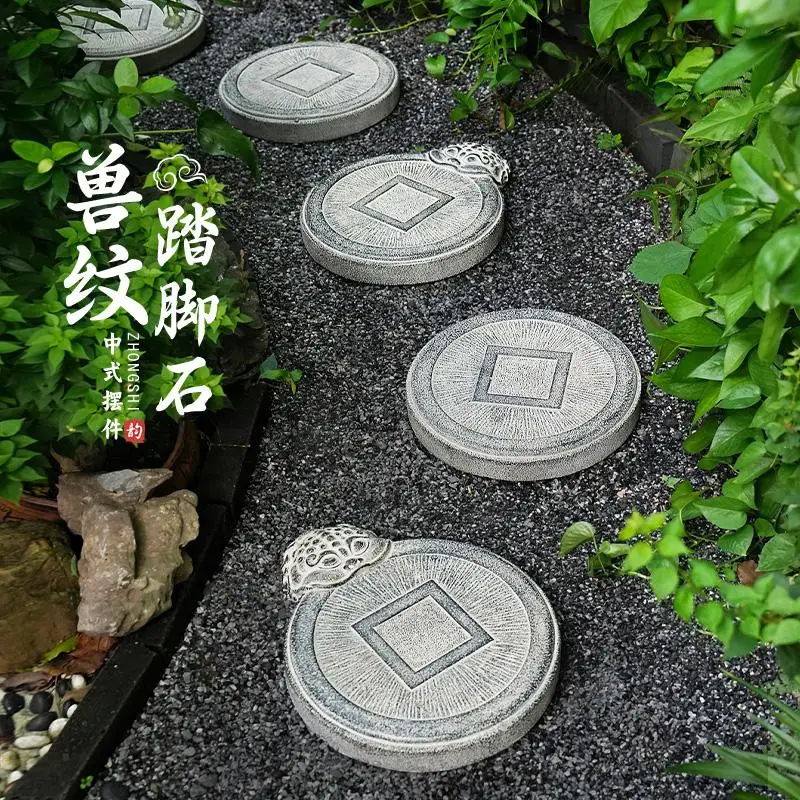 Garden layout pedal stone, outdoor yard non-slip, round lawn landscaping, tingbu stone stepping stone
