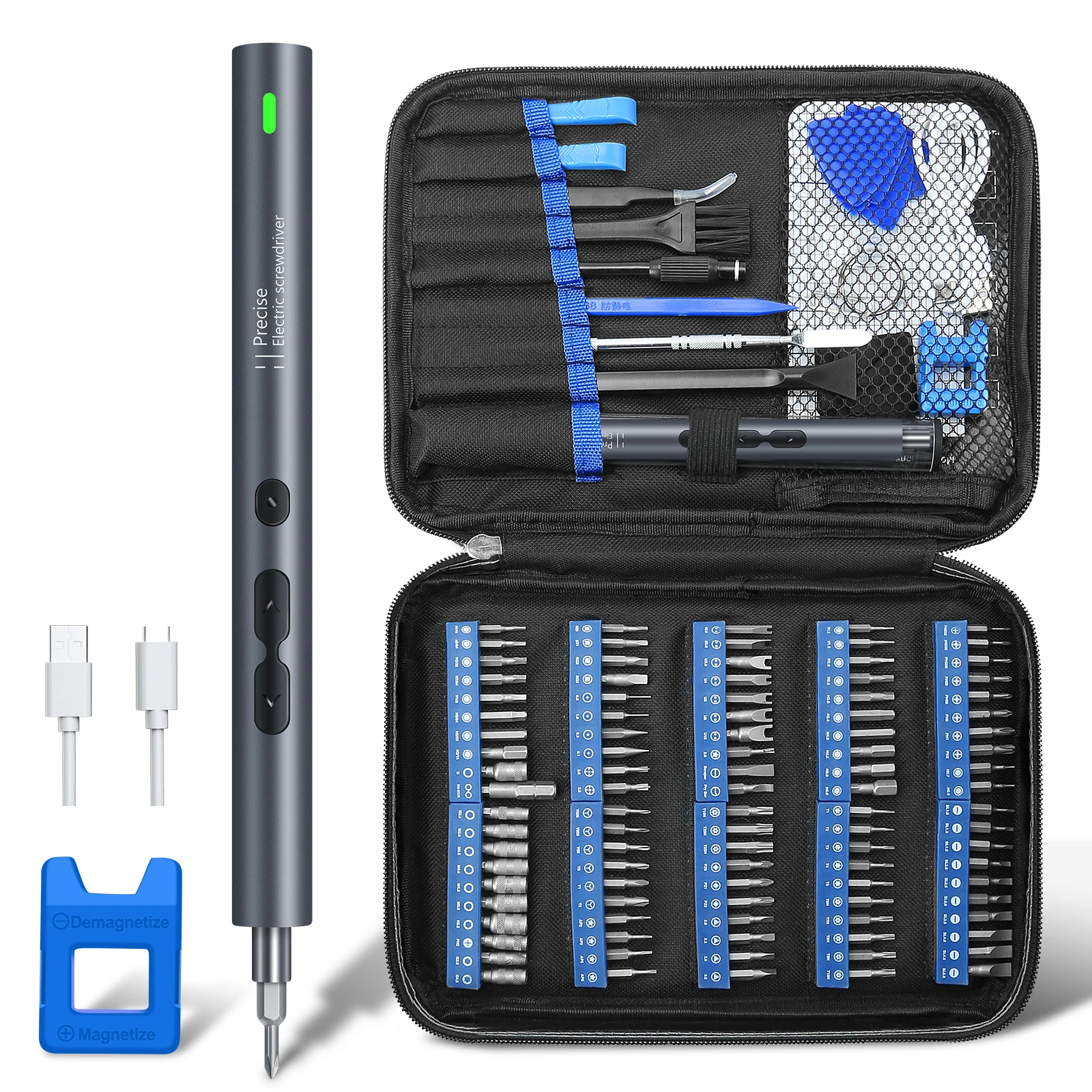 120 in 1 Precision Electric Screwdriver Set Mini Rechargeable Kit Cordless Wireless Bits for Xiaomi Cell Phone Mobile Laptop PC usb rechargeable mini electric screwdriver precision power screw driver kit cordless tools repair set for laptop mobile phon